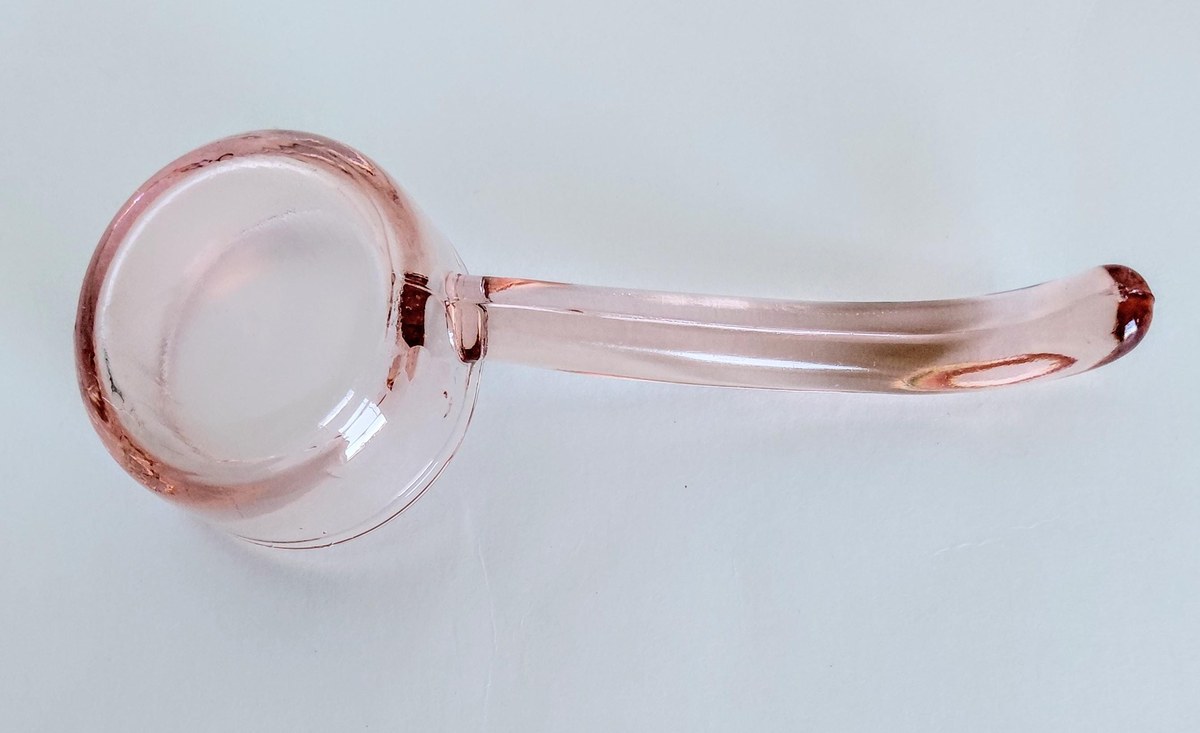 Pink Depression Glass Mayonnaise Set 3pc Vintage Bowl Plate Ladle, view 11