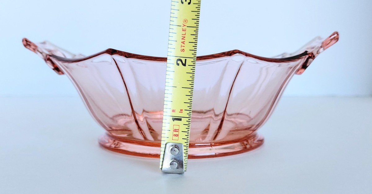 Pink Depression Glass Mayonnaise Set 3pc Vintage Bowl Plate Ladle, view 16