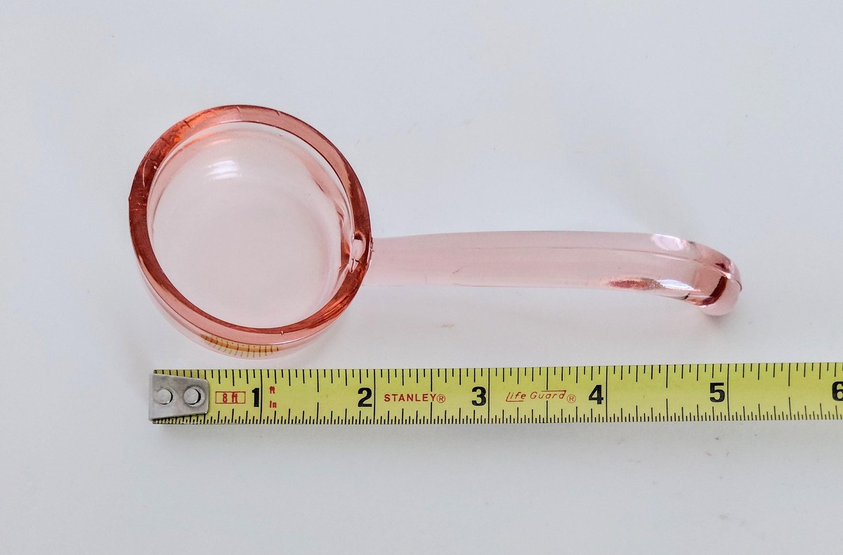 Pink Depression Glass Mayonnaise Set 3pc Vintage Bowl Plate Ladle, view 17