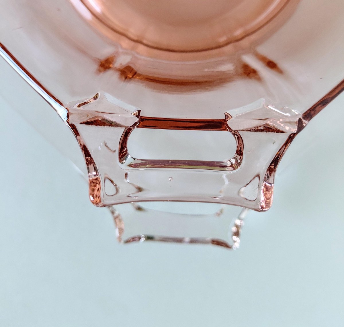 Pink Depression Glass Mayonnaise Set 3pc Vintage Bowl Plate Ladle, view 8