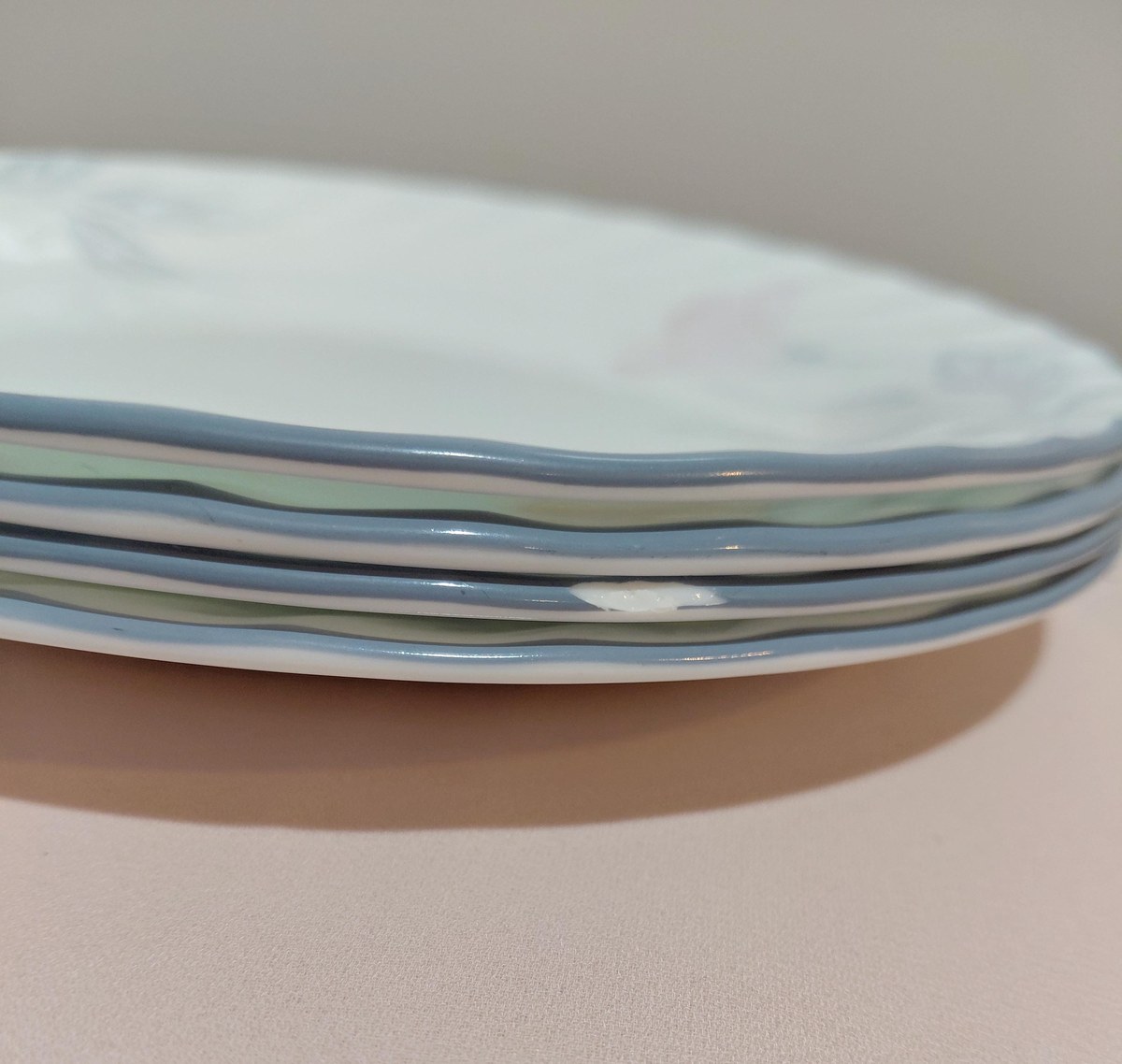 Corelle Pink Trio Swirl Tea Set Cups Saucers Plates 4 Sets, view 12