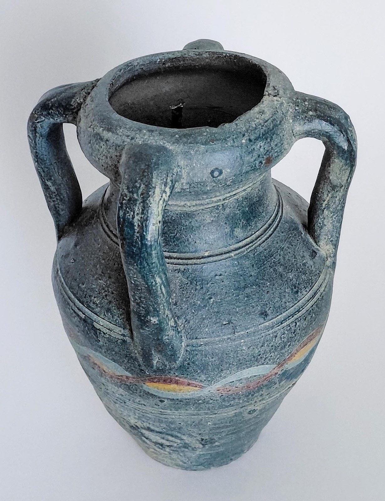 Handmade Studio Pottery Amphora Vase: Four-Handle Rustic Earthy Vessel