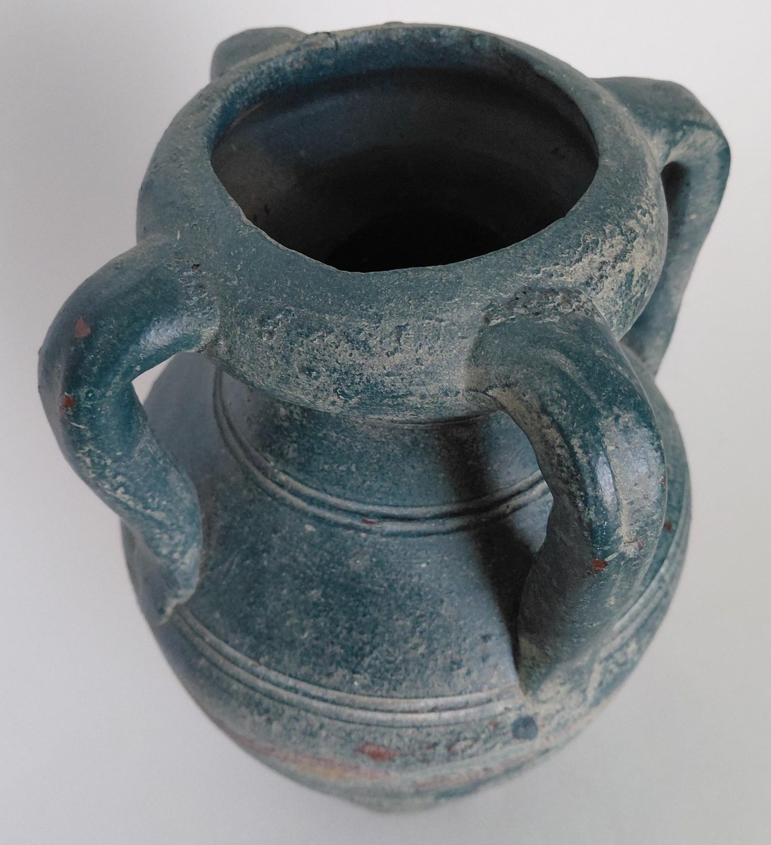 Handmade Studio Pottery Amphora Vase: Four-Handle Rustic Earthy Vessel, view 12