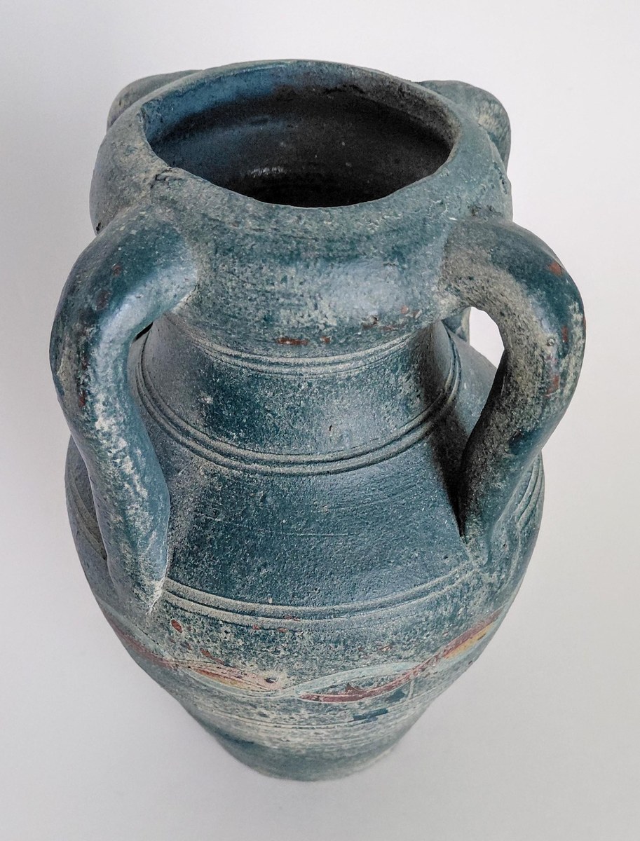 Handmade Studio Pottery Amphora Vase: Four-Handle Rustic Earthy Vessel, view 13
