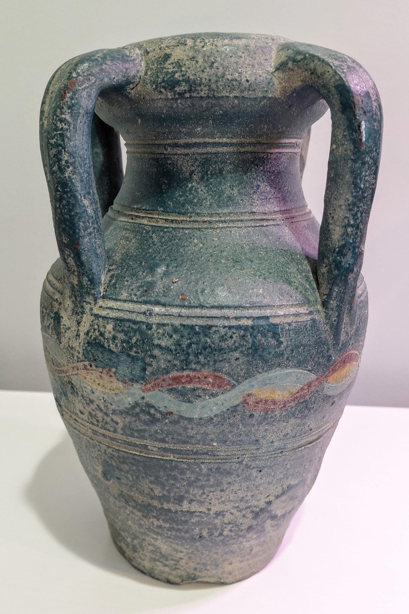 Handmade Studio Pottery Amphora Vase: Four-Handle Rustic Earthy Vessel, view 14