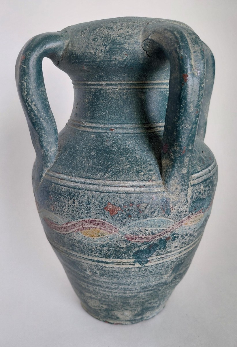 Handmade Studio Pottery Amphora Vase: Four-Handle Rustic Earthy Vessel, view 15