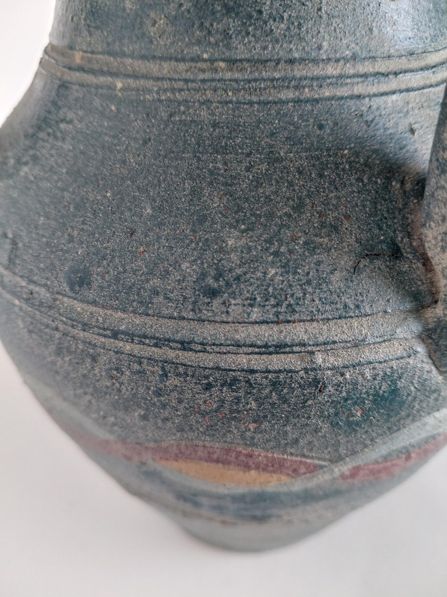 Handmade Studio Pottery Amphora Vase: Four-Handle Rustic Earthy Vessel, view 16