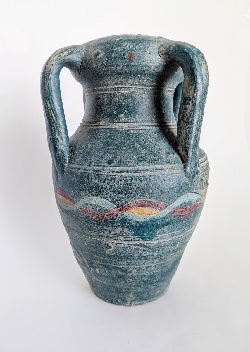 Handmade Studio Pottery Amphora Vase: Four-Handle Rustic Earthy Vessel, view 3