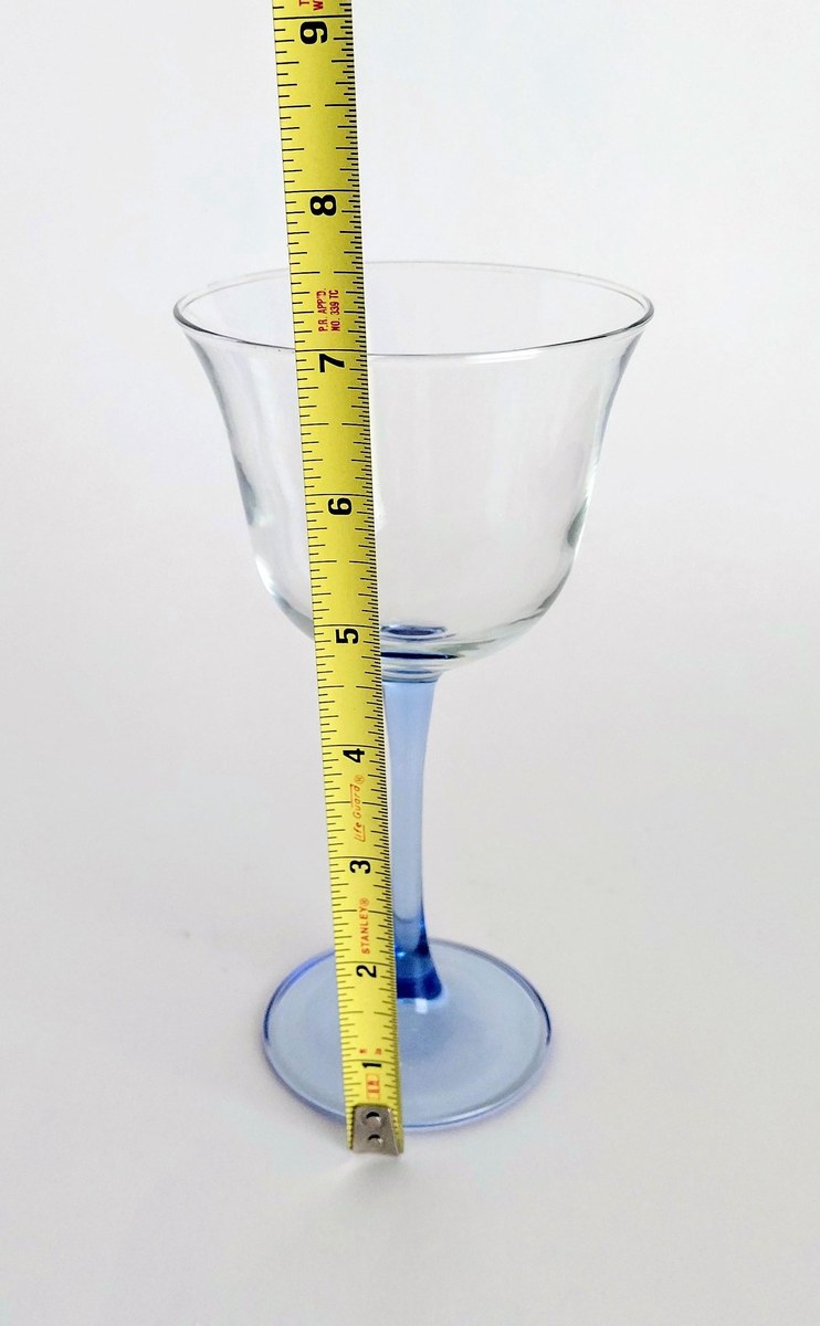 Vintage Blue Stem Wine Glasses Set of 3, Clear Goblets, 8 oz Wine Glasses, Replacement Stemware, Barware Set, Mismatched Glasses, view 13