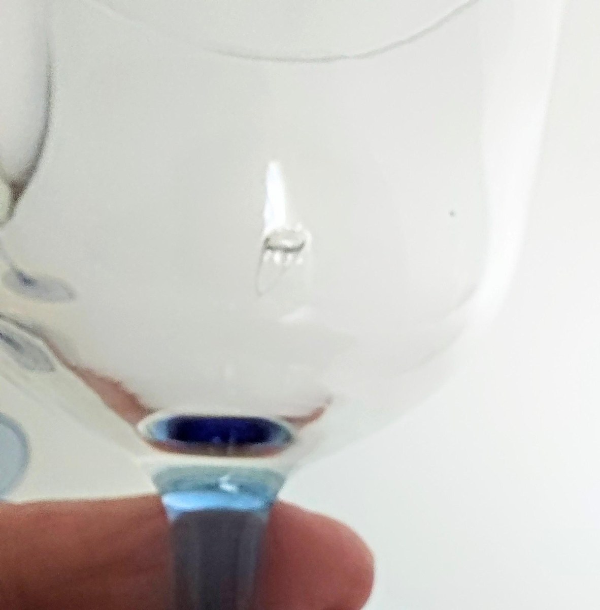 Vintage Blue Stem Wine Glasses Set of 3, Clear Goblets, 8 oz Wine Glasses, Replacement Stemware, Barware Set, Mismatched Glasses, view 9