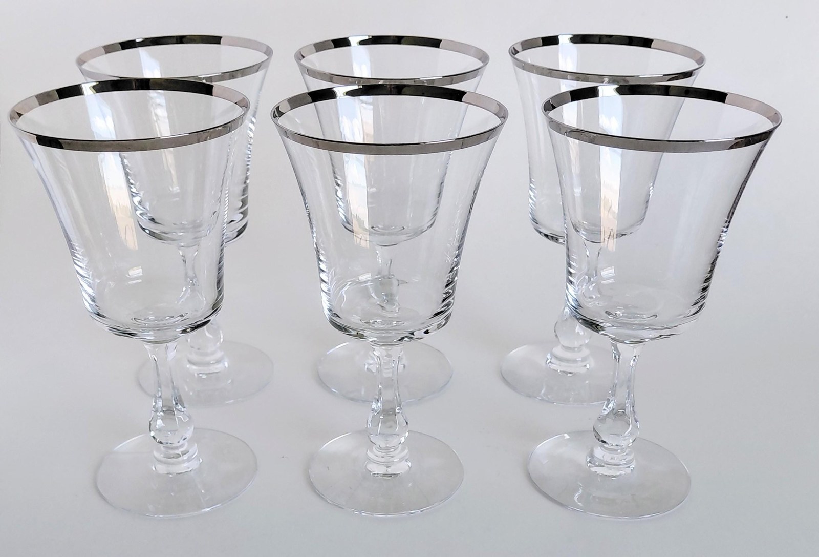 Vintage Fostoria Platinum Rim Goblets Set of 6, Elegant 8 oz Stemware, Hard to Find Full Set, Mid Century Glassware