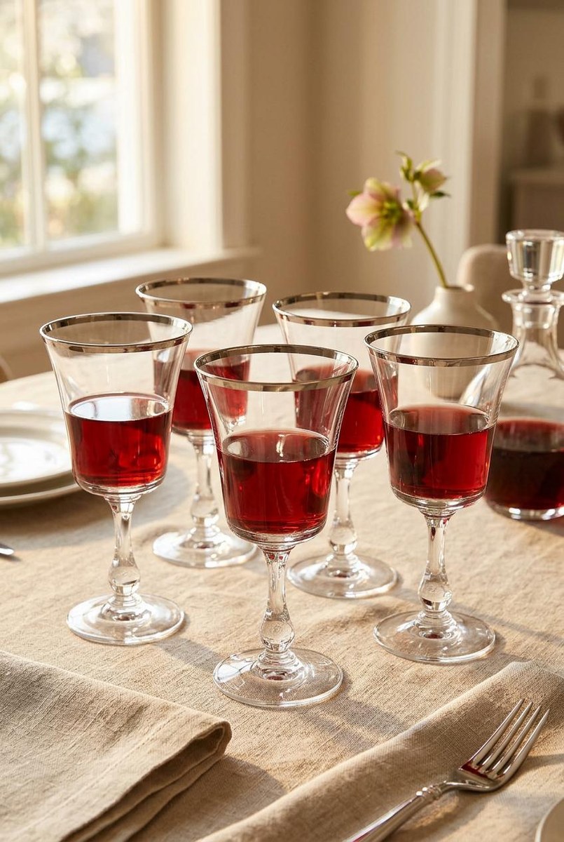 Vintage Fostoria Platinum Rim Goblets Set of 6, Elegant 8 oz Stemware, Hard to Find Full Set, Mid Century Glassware, view 10