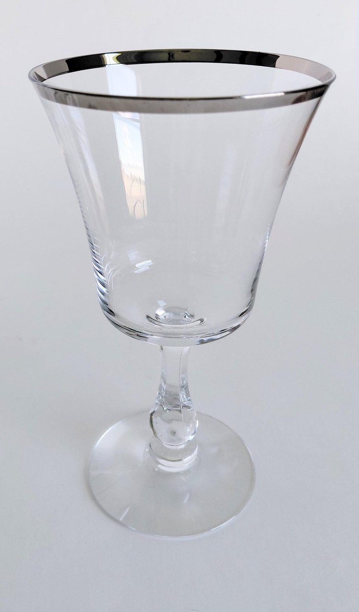 Vintage Fostoria Platinum Rim Goblets Set of 6, Elegant 8 oz Stemware, Hard to Find Full Set, Mid Century Glassware, view 3