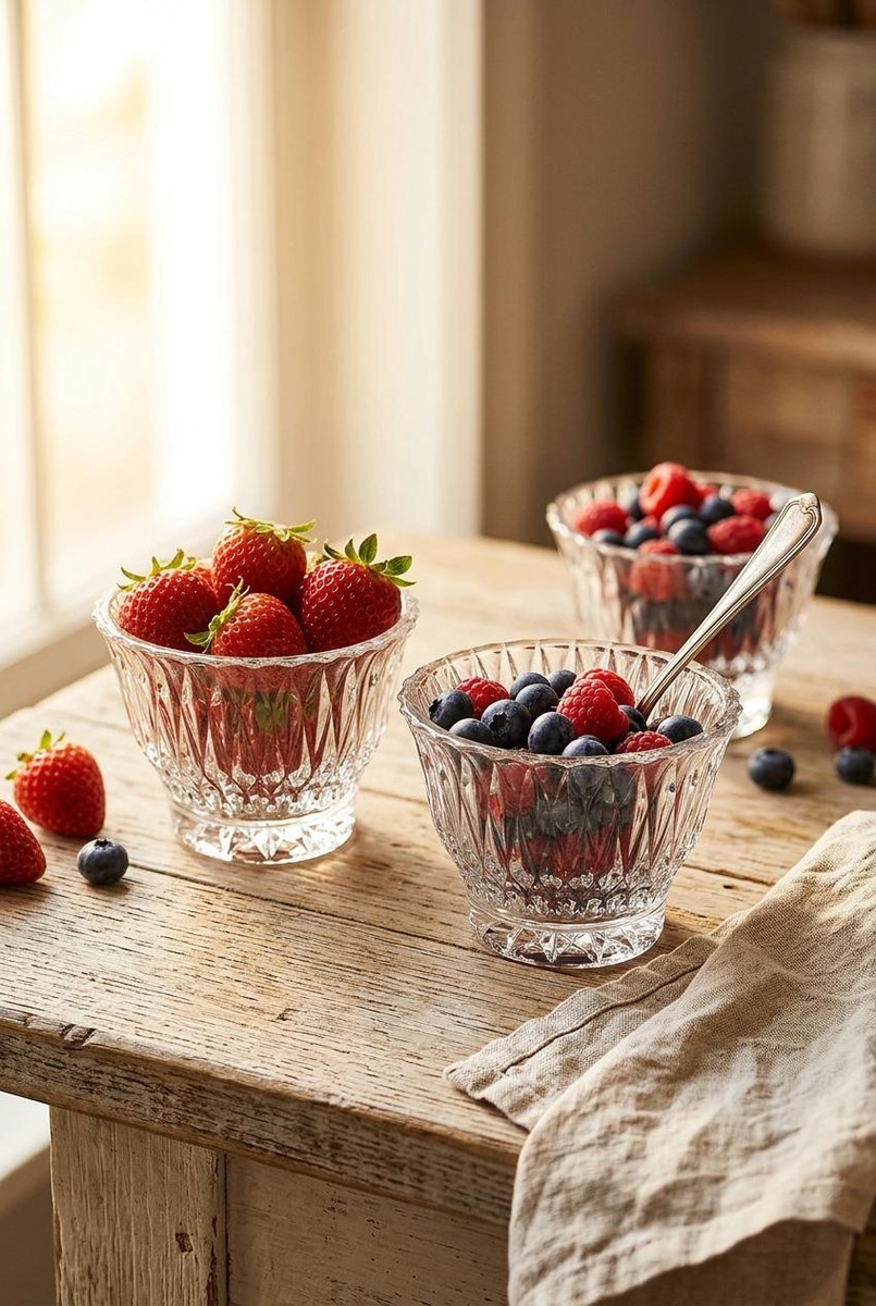 Vintage Libbey Pressed Glass Dessert Bowls Set of 6, Clear Cut Glass Style Berry Bowls, Scalloped Rim, Ice Cream Dishes, view 10