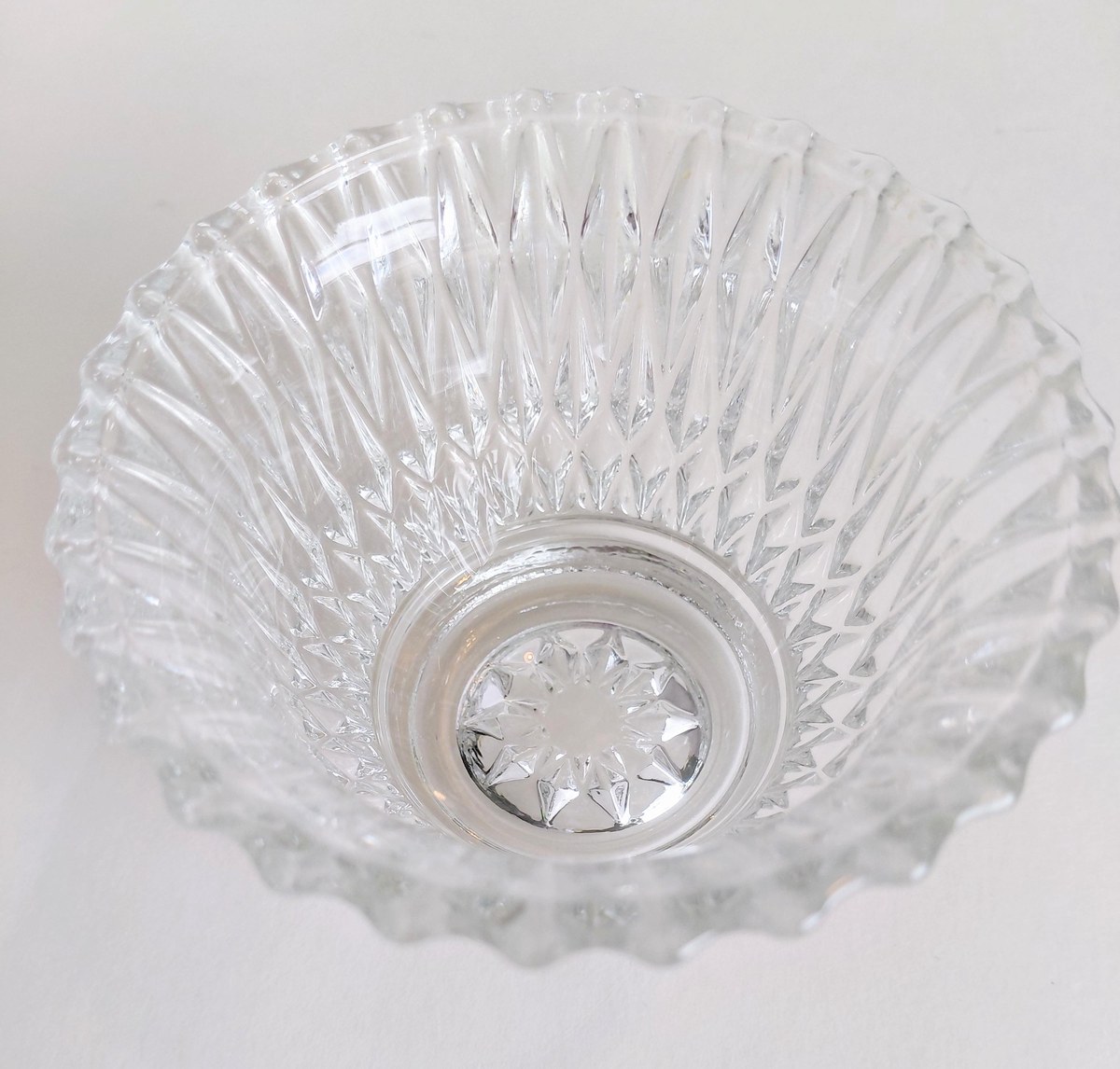 Vintage Libbey Pressed Glass Dessert Bowls Set of 6, Clear Cut Glass Style Berry Bowls, Scalloped Rim, Ice Cream Dishes, view 2