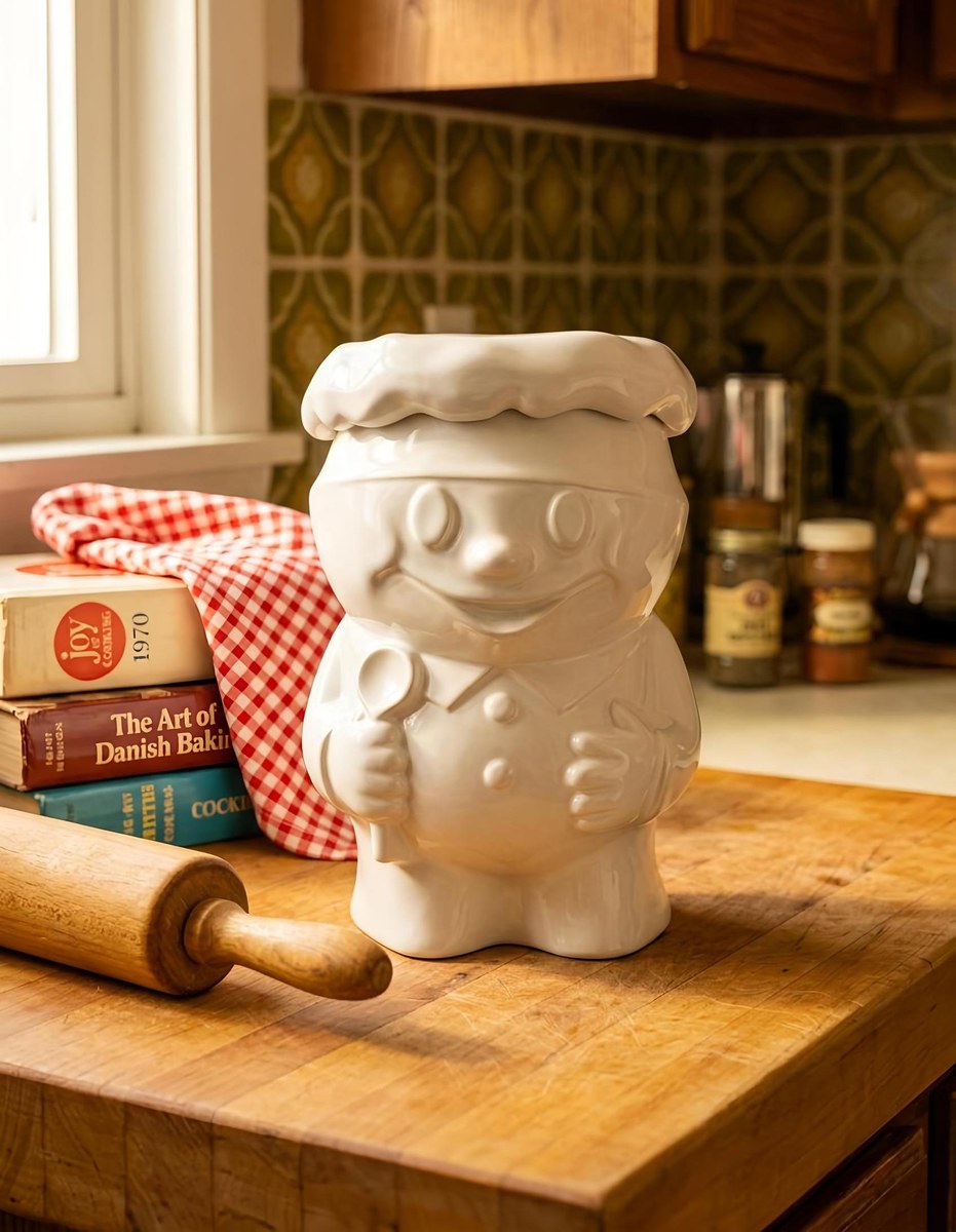 Vintage McCoy Bobby Baker Cookie Jar, White Ceramic Doughboy #183, Retro Kitchen Decor, Collectible McCoy Pottery, view 11