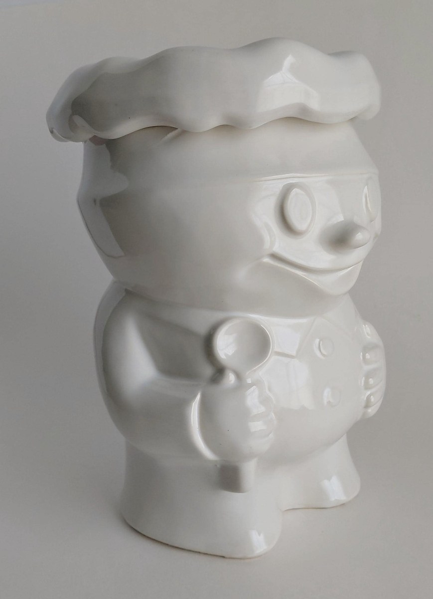 Vintage McCoy Bobby Baker Cookie Jar, White Ceramic Doughboy #183, Retro Kitchen Decor, Collectible McCoy Pottery, view 2