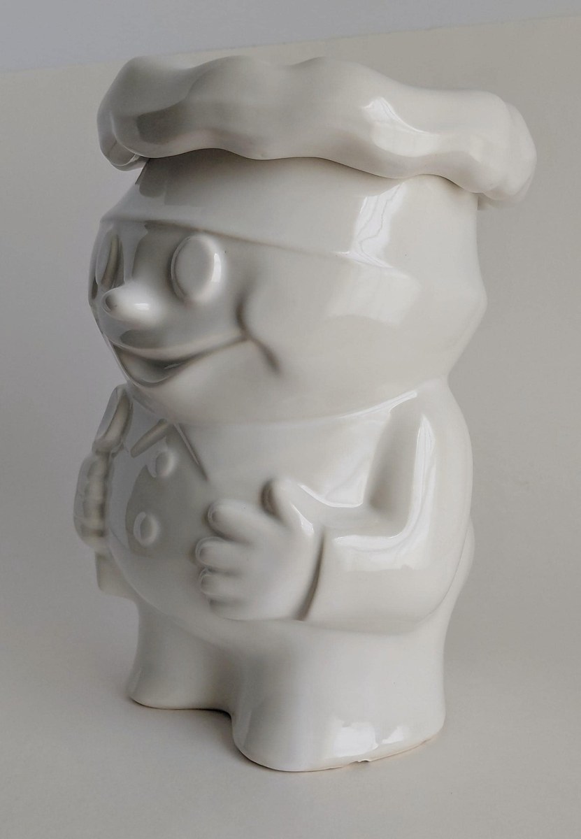 Vintage McCoy Bobby Baker Cookie Jar, White Ceramic Doughboy #183, Retro Kitchen Decor, Collectible McCoy Pottery, view 3