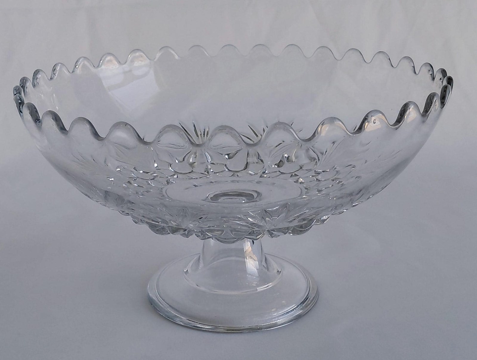 Antique Bryce Higbee Charm EAPG Compote, Rosette Palms Pressed Glass Bowl, Victorian Pedestal Dish c1900
