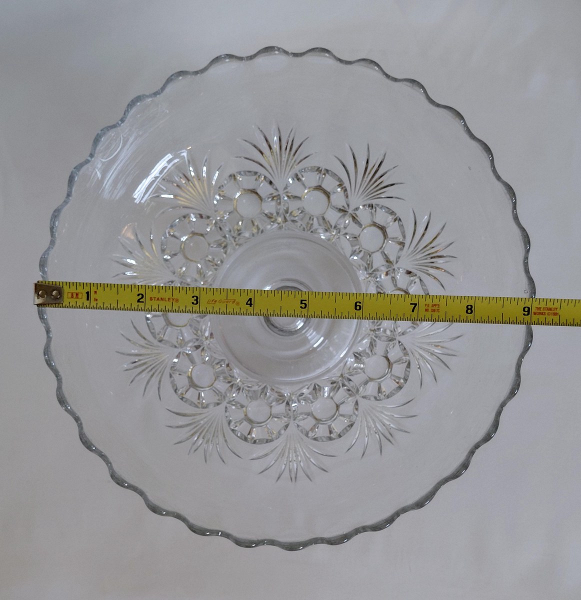 Antique Bryce Higbee Charm EAPG Compote, Rosette Palms Pressed Glass Bowl, Victorian Pedestal Dish c1900, view 12