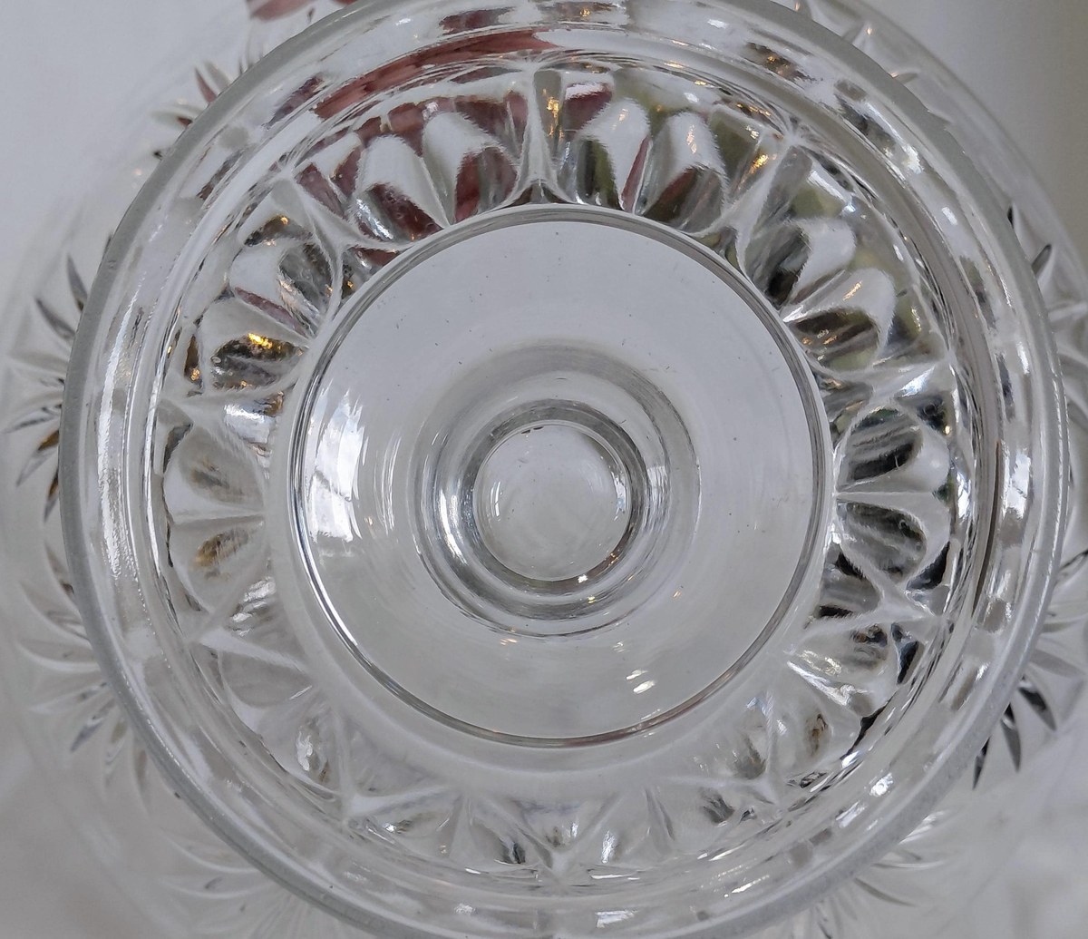 Antique Bryce Higbee Charm EAPG Compote, Rosette Palms Pressed Glass Bowl, Victorian Pedestal Dish c1900, view 7