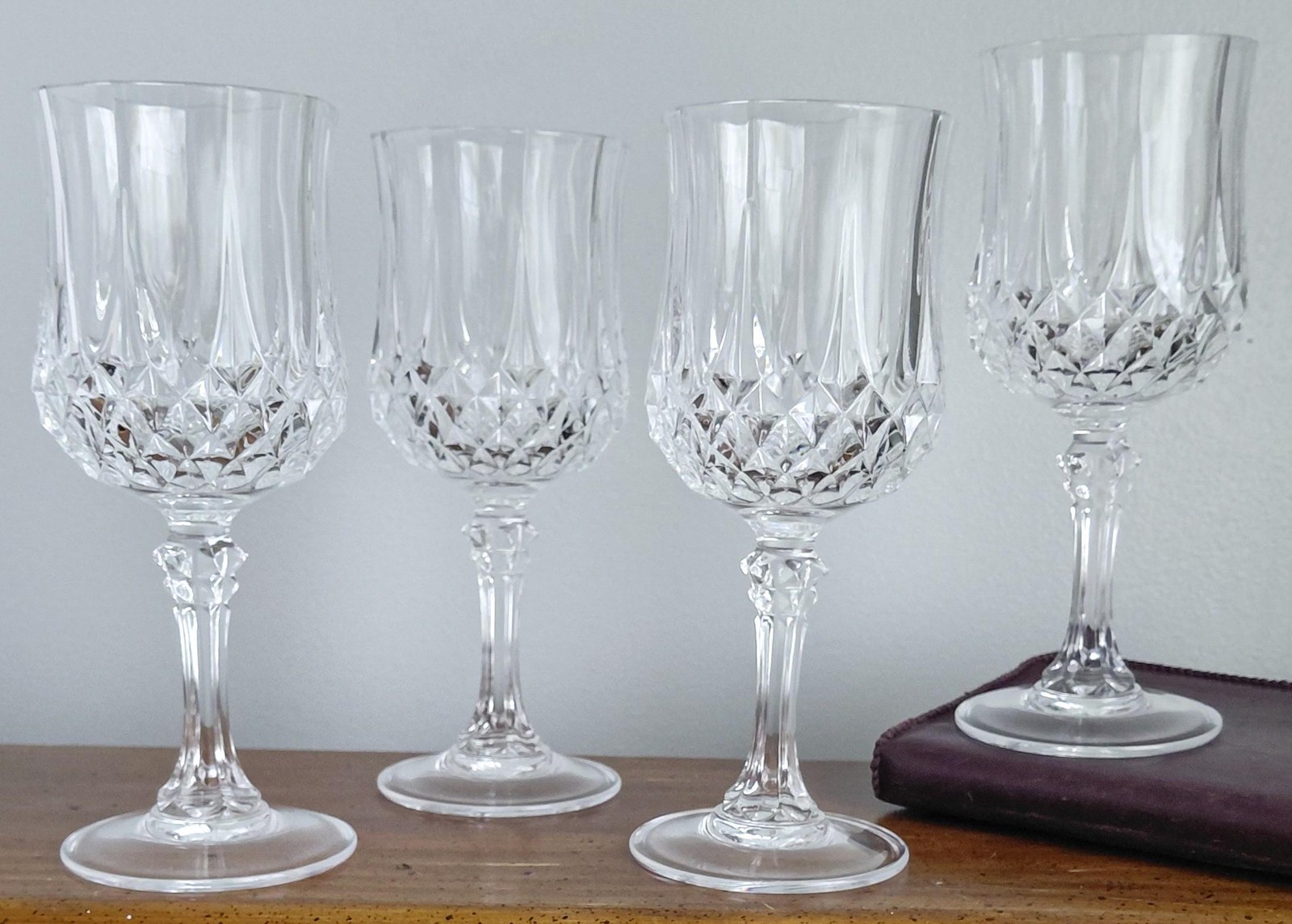 Vintage Crystal Cordial Glasses Set of 4, 6 oz Crystal Wine Goblets, Elegant Cut Crystal Stemware, Faceted Sherry Glasses, Vintage Barware