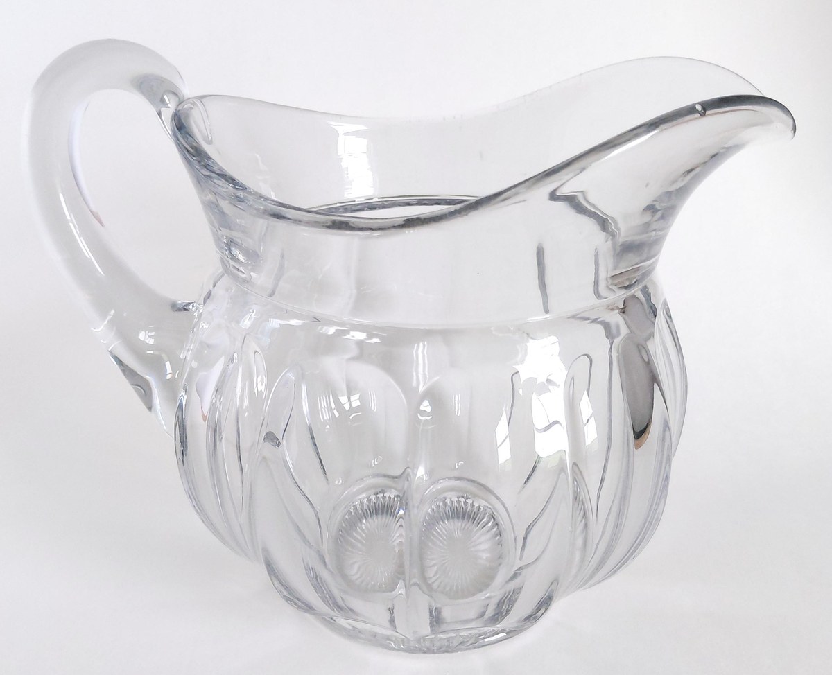 Heisey Puritan 3 Pint Squat Jug 48 Oz Pitcher H Diamond Mark Elegant Glass 7 Inch Vintage Crystal, view 3