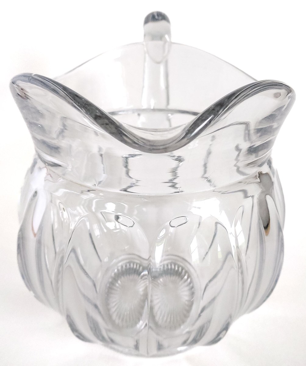 Heisey Puritan 3 Pint Squat Jug 48 Oz Pitcher H Diamond Mark Elegant Glass 7 Inch Vintage Crystal, view 4