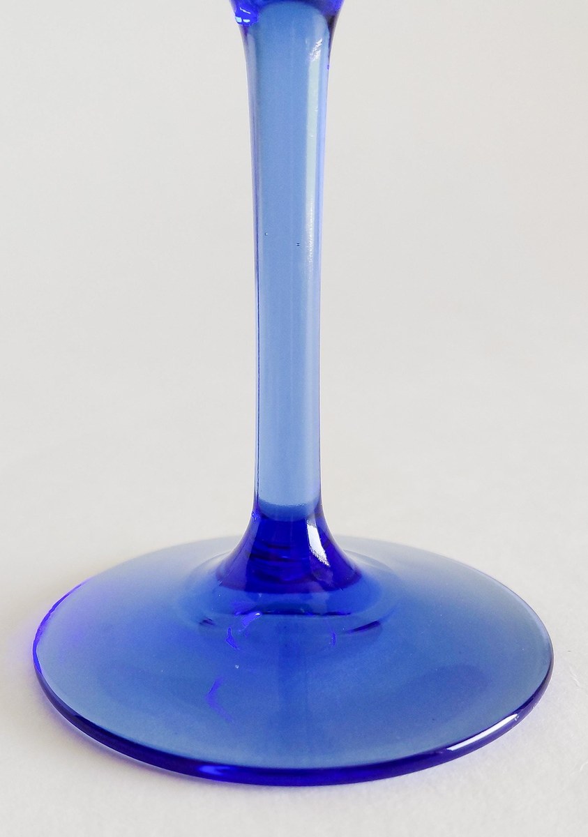 Set of 6 Blue Crystal Wine Glasses Hand Blown Stemware Teardrop Goblets 6 Oz, view 10