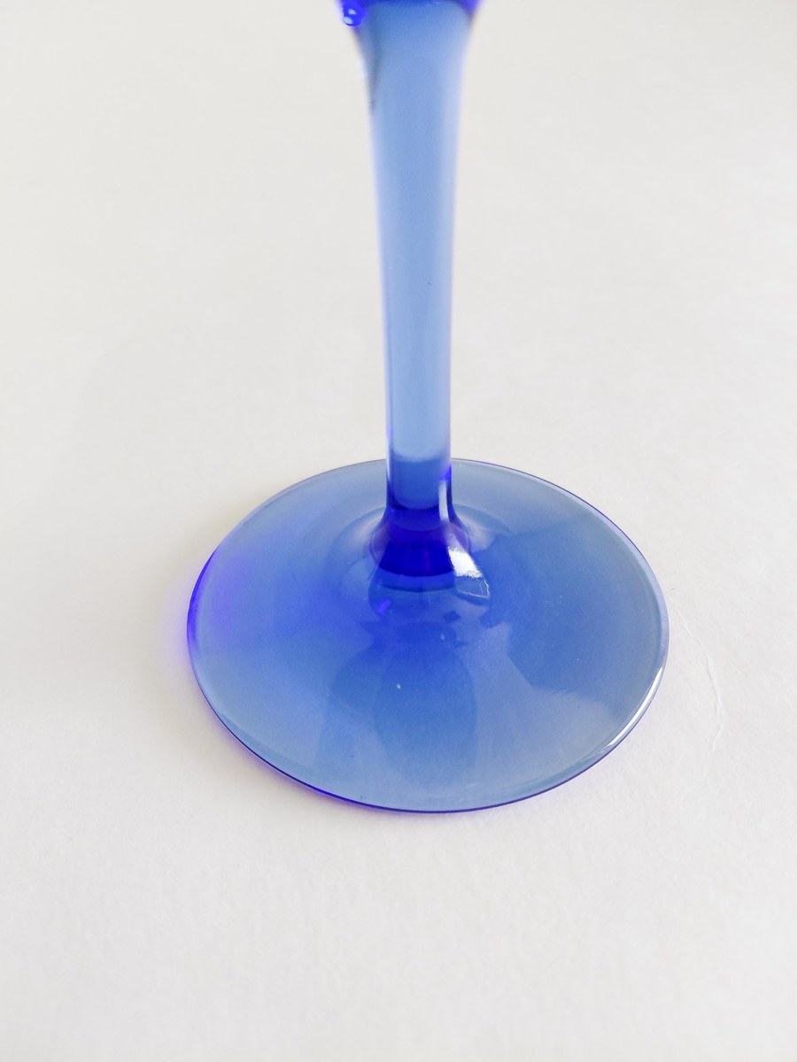 Set of 6 Blue Crystal Wine Glasses Hand Blown Stemware Teardrop Goblets 6 Oz, view 11