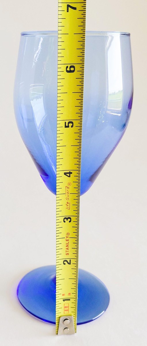 Set of 6 Blue Crystal Wine Glasses Hand Blown Stemware Teardrop Goblets 6 Oz, view 12