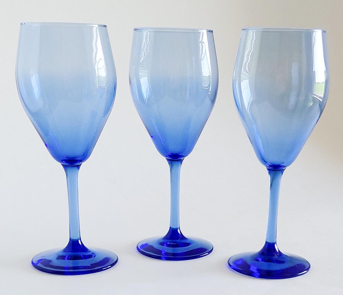 Set of 6 Blue Crystal Wine Glasses Hand Blown Stemware Teardrop Goblets 6 Oz, view 4