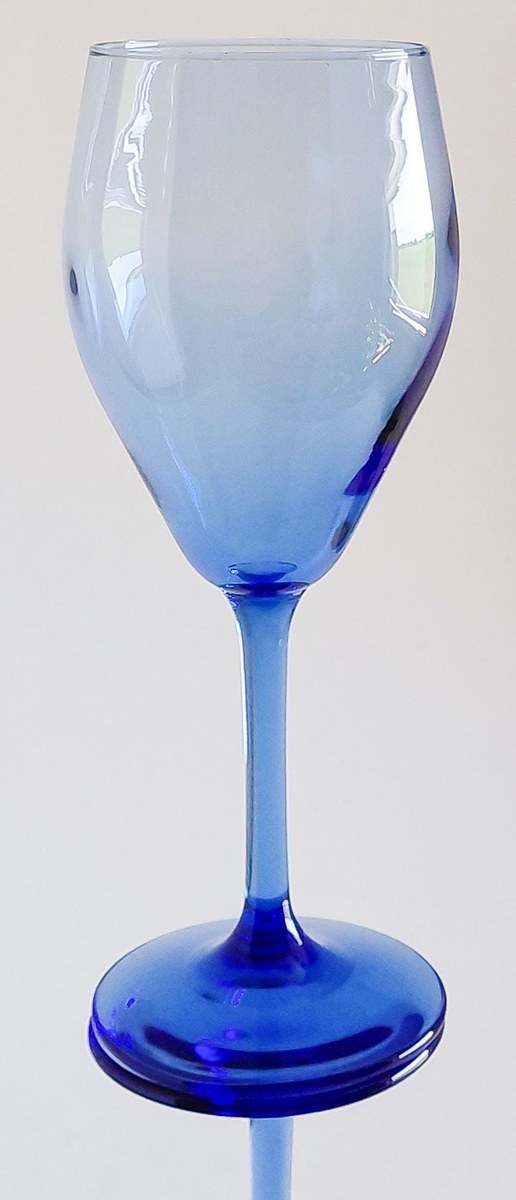 Set of 6 Blue Crystal Wine Glasses Hand Blown Stemware Teardrop Goblets 6 Oz, view 5