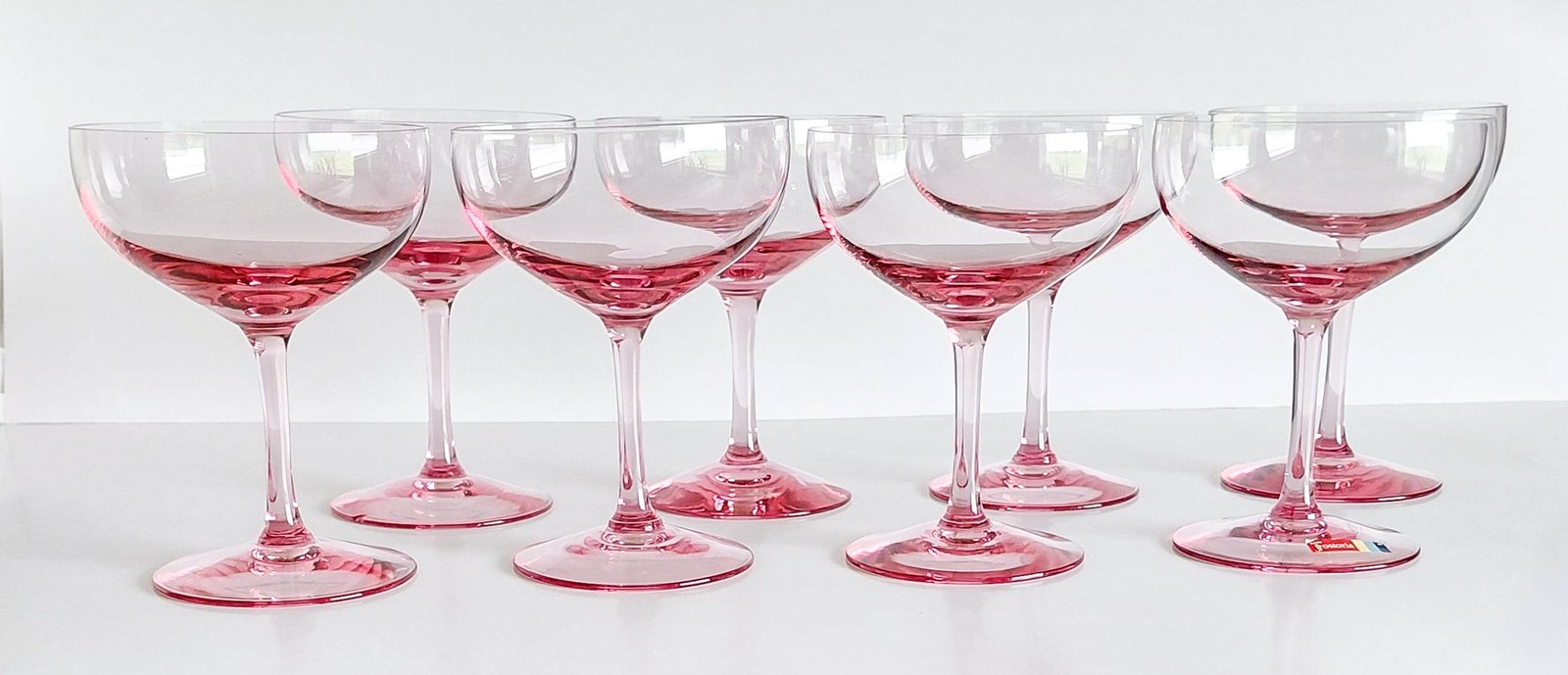 Fostoria Silhouette Pink Champagne Coupes Set of 8 Vintage Crystal Stemware