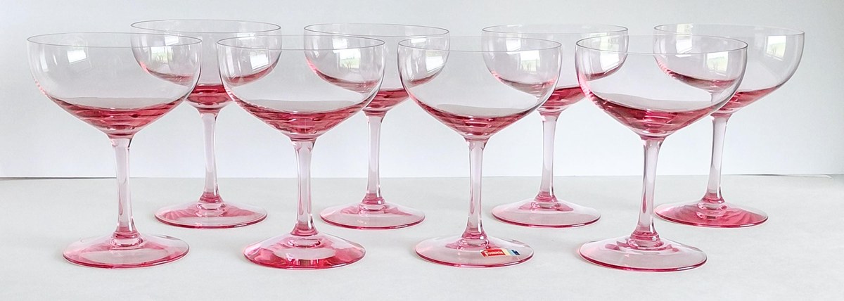 Fostoria Silhouette Pink Champagne Coupes Set of 8 Vintage Crystal Stemware, view 14
