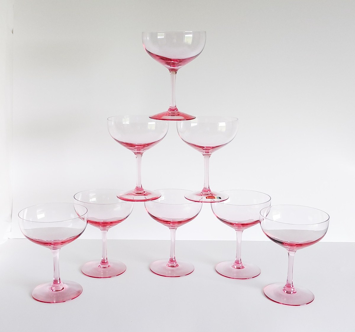 Fostoria Silhouette Pink Champagne Coupes Set of 8 Vintage Crystal Stemware, view 17