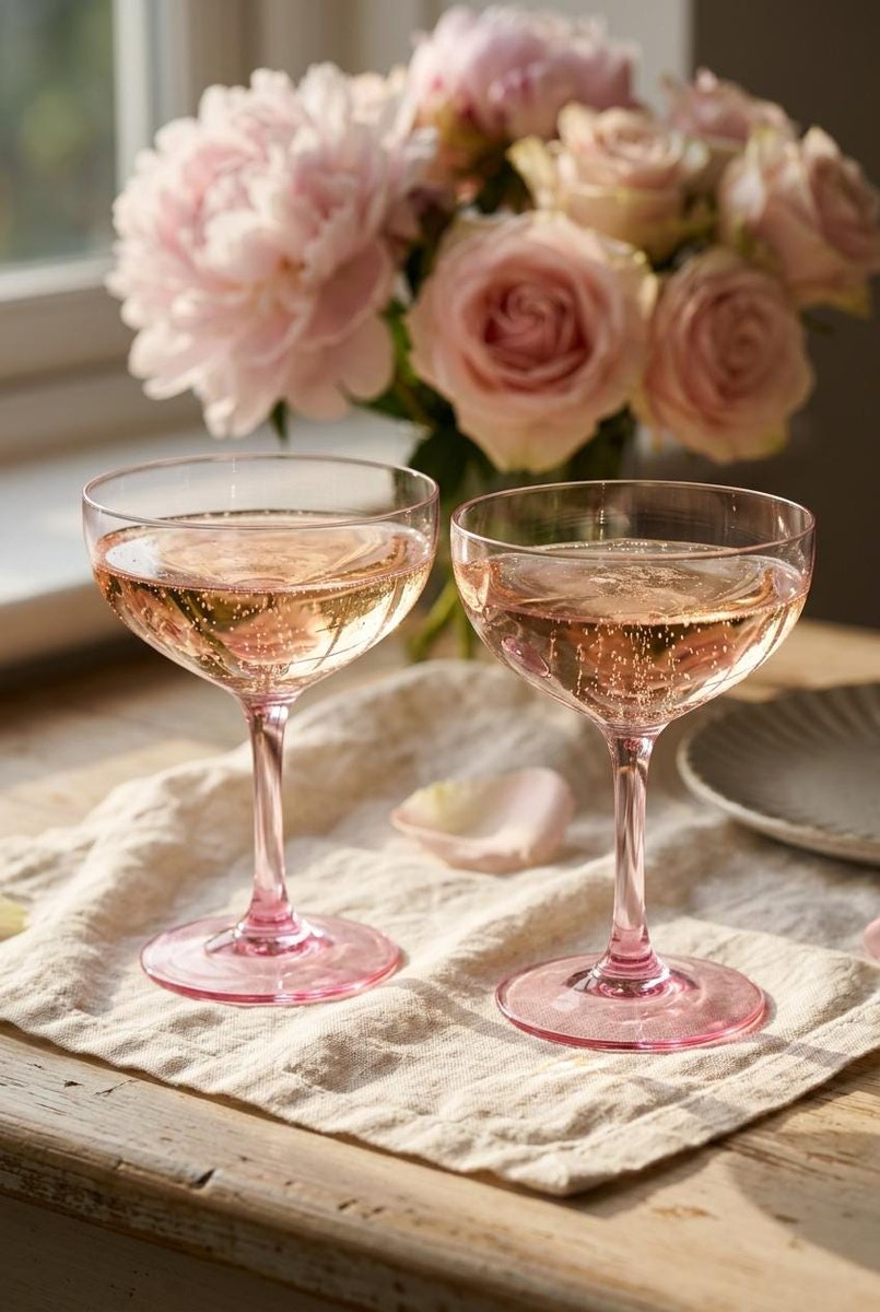 Fostoria Silhouette Pink Champagne Coupes Set of 8 Vintage Crystal Stemware, view 18