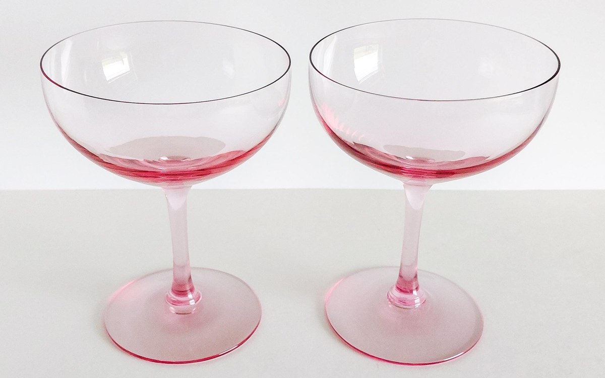 Fostoria Silhouette Pink Champagne Coupes Set of 8 Vintage Crystal Stemware, view 3