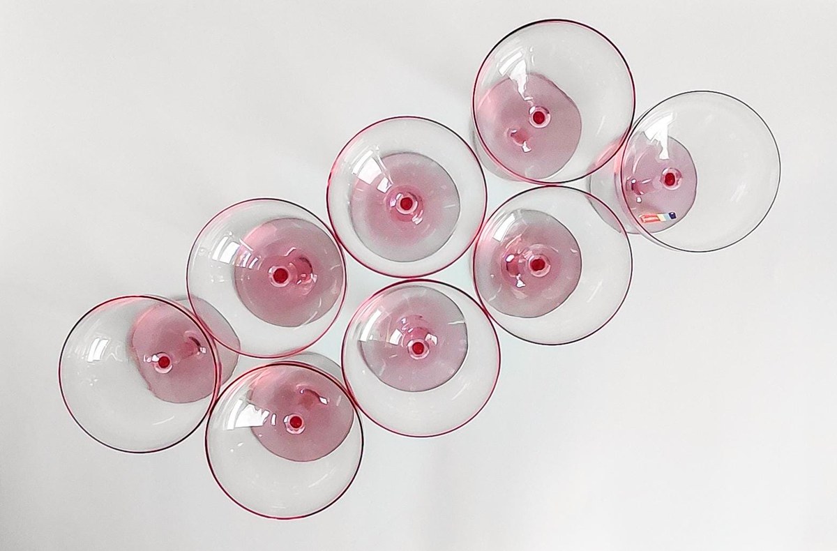 Fostoria Silhouette Pink Champagne Coupes Set of 8 Vintage Crystal Stemware, view 4