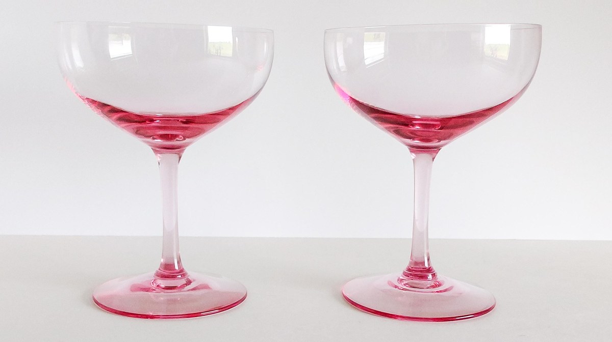 Fostoria Silhouette Pink Champagne Coupes Set of 8 Vintage Crystal Stemware, view 6