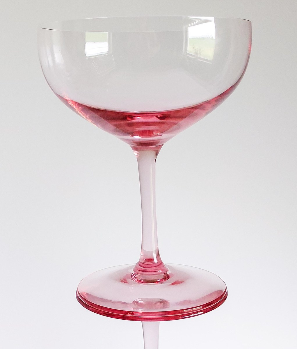 Fostoria Silhouette Pink Champagne Coupes Set of 8 Vintage Crystal Stemware, view 7