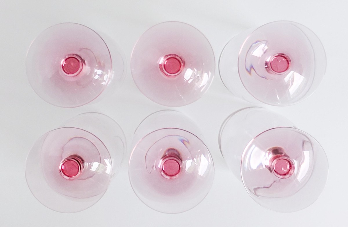Fostoria Silhouette Pink Iced Tea Glasses Set of 6 Vintage Crystal Stemware, view 14