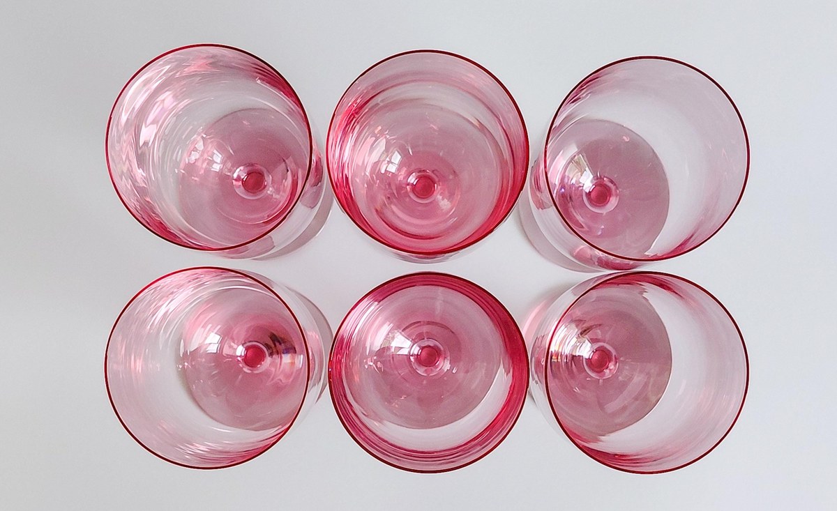 Fostoria Silhouette Pink Iced Tea Glasses Set of 6 Vintage Crystal Stemware, view 16