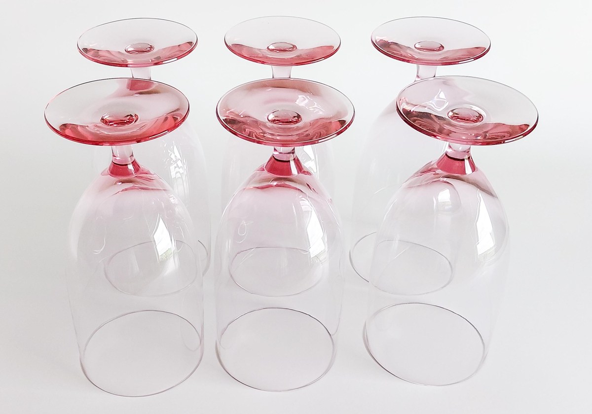 Fostoria Silhouette Pink Iced Tea Glasses Set of 6 Vintage Crystal Stemware, view 17