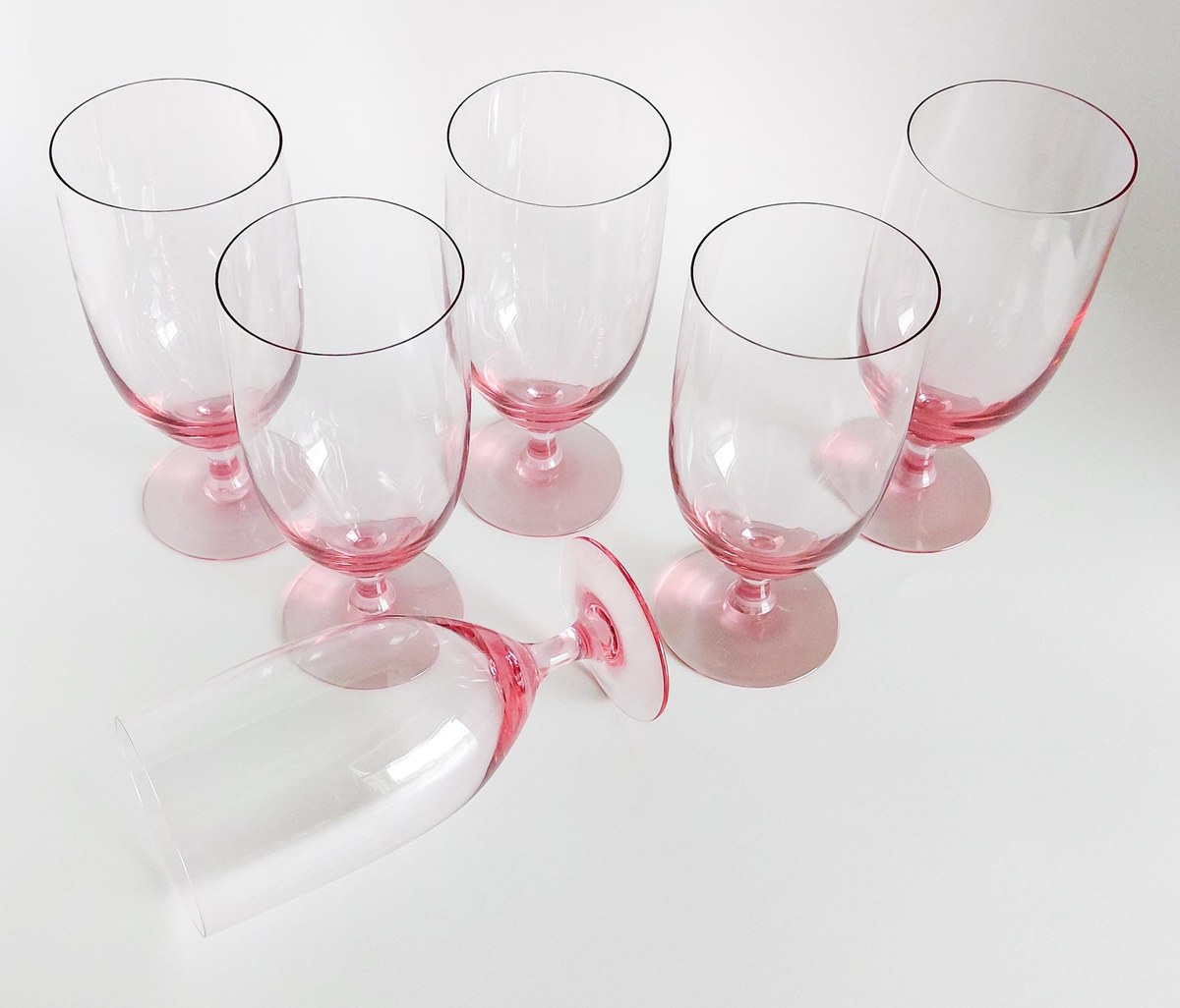 Fostoria Silhouette Pink Iced Tea Glasses Set of 6 Vintage Crystal Stemware, view 19