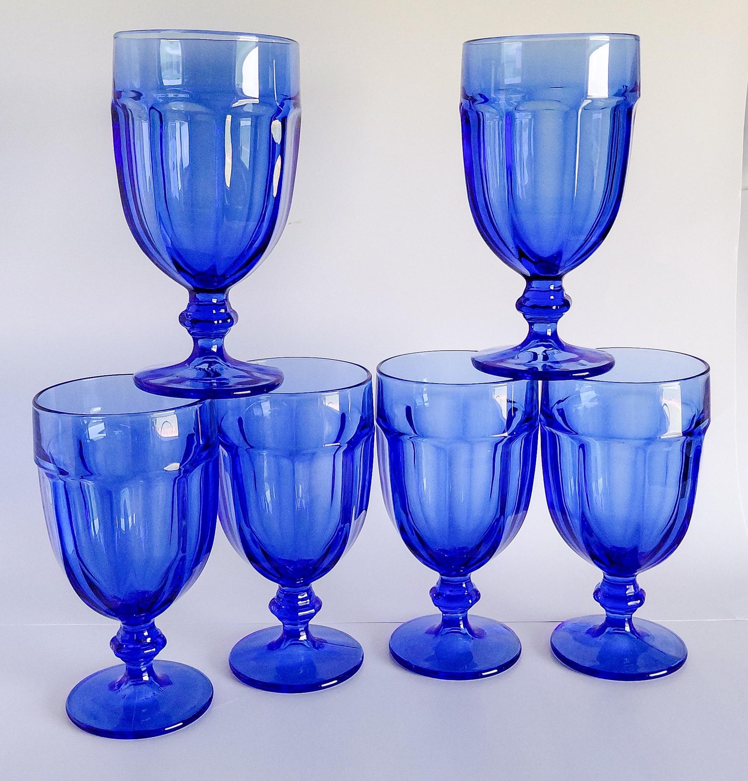 Libbey Gibraltar Cobalt Blue Iced Tea Goblets Set of 6 Vintage Blue Glasses Water Goblets Retro Barware