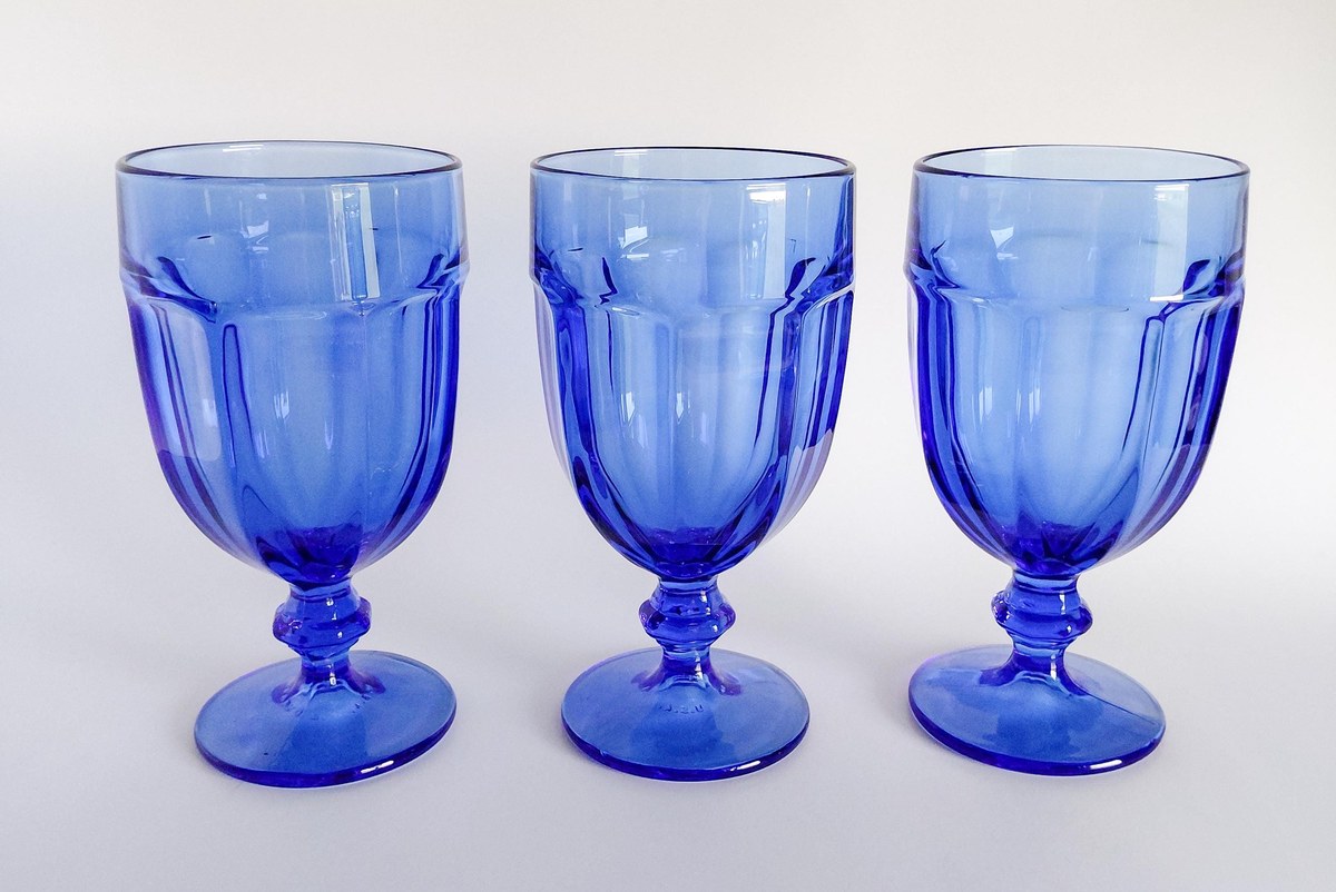 Libbey Gibraltar Cobalt Blue Iced Tea Goblets Set of 6 Vintage Blue Glasses Water Goblets Retro Barware, view 10