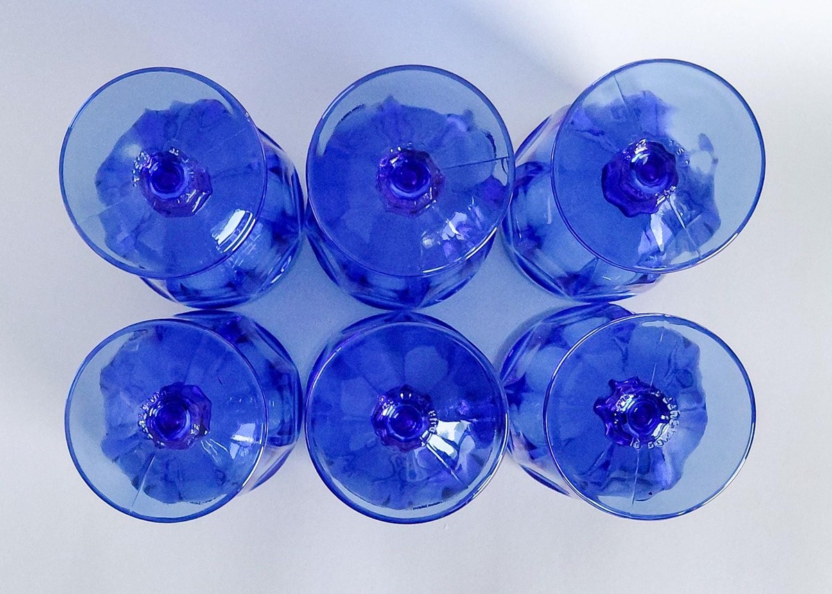 Libbey Gibraltar Cobalt Blue Iced Tea Goblets Set of 6 Vintage Blue Glasses Water Goblets Retro Barware, view 13