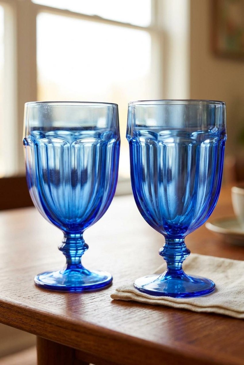 Libbey Gibraltar Cobalt Blue Iced Tea Goblets Set of 6 Vintage Blue Glasses Water Goblets Retro Barware, view 14