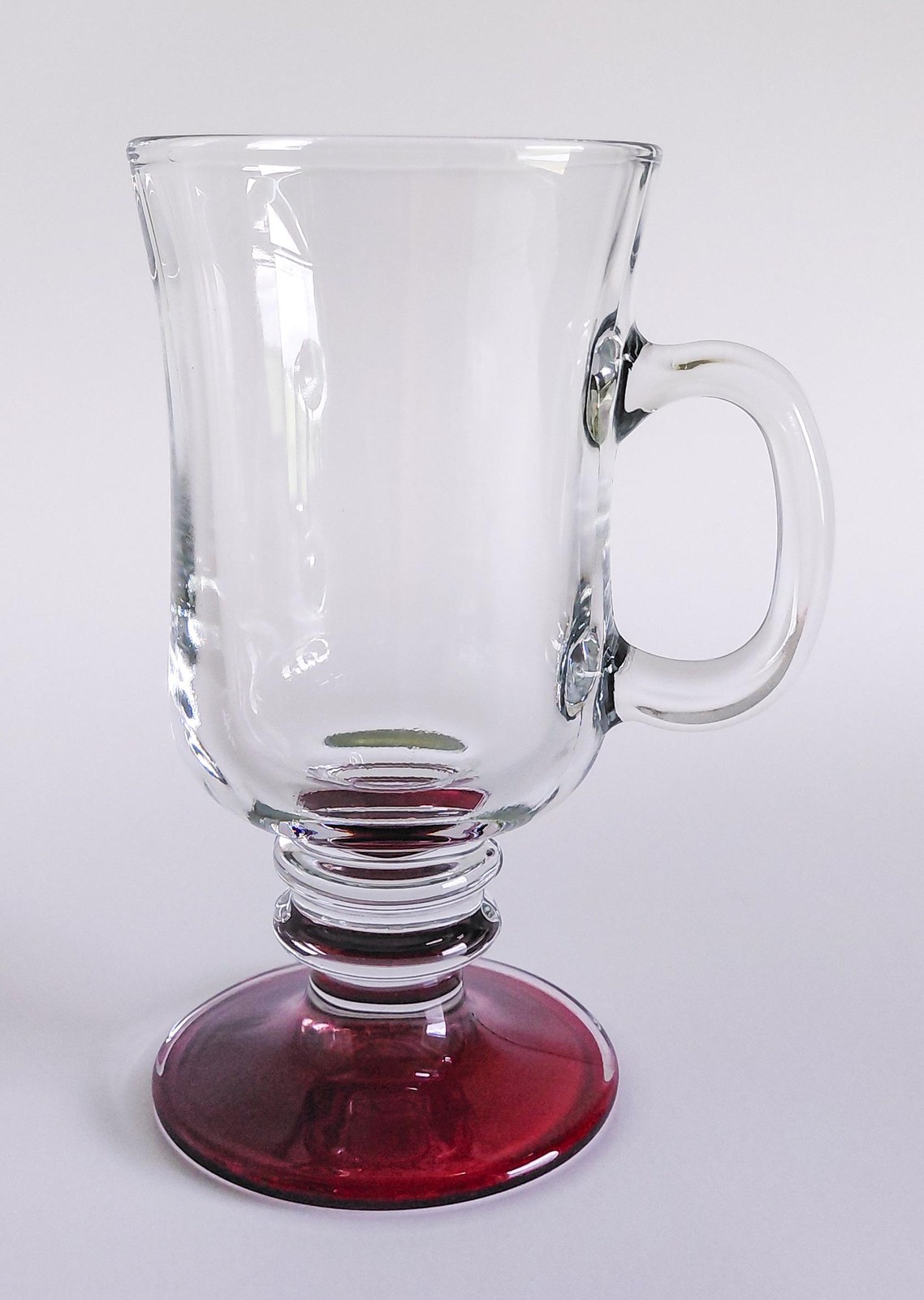 Vintage Libbey Irish Coffee Mugs Set of 4 Red Flash Footed Glasses Clear Glass Pedestal Mugs Barware Coffee Cups